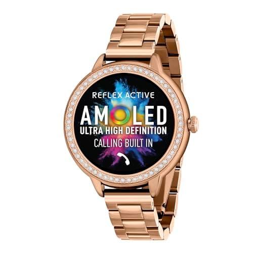Image of Reflex Active Series 41 Amoled Smart Watch for Women with Sports Modes, Heart Rate, Make/Answer Calls, Music Player, GPS, Step Counter, Cycle Tracking and Stone Set Rose Gold Bracelet for Android IOS