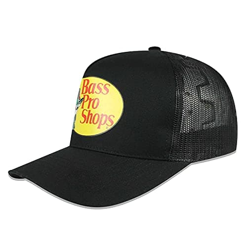 Image of Bass Pro Shop Men's Trucker Hat Mesh Cap - One Size Fits All Snapback Closure - Great for Hunting & Fishing (Black)