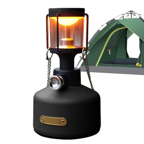 Image of LED Vintage Lantern - Outdoor Camping Light | Retro Tent Lamp Rechargeable Waterproof Camp Bulb with Flicker Flame 10400mAh Portable Dimmable Multi Color IPX4 Power Outage Lantern