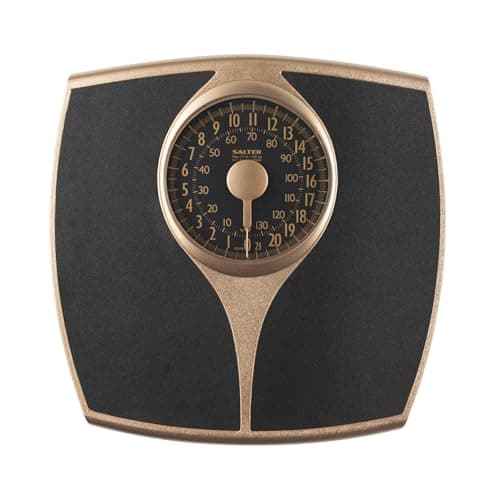 Image of Salter Speedo Dial Mechanical Bathroom Scale – Analog Body Weight Scale, Oversized Dial, Fitness Weighing Scales, 136KG Capacity, No Batteries Required, Large Platform, Measures in KG/ST/LBS, Gold