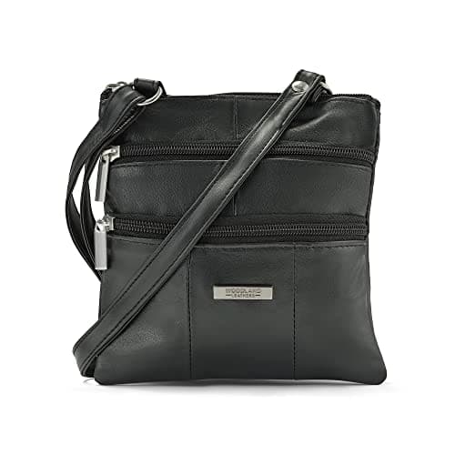 Image of Woodland Leather Ladies Small Genuine Soft Leather Cross Body Shoulder Bag for Women (Black (18x18 cm))
