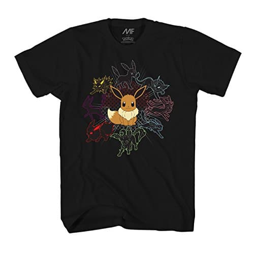 Image of Pokemon Mono Eeveeloutions Eevee T-Shirt, Adult Black, XL