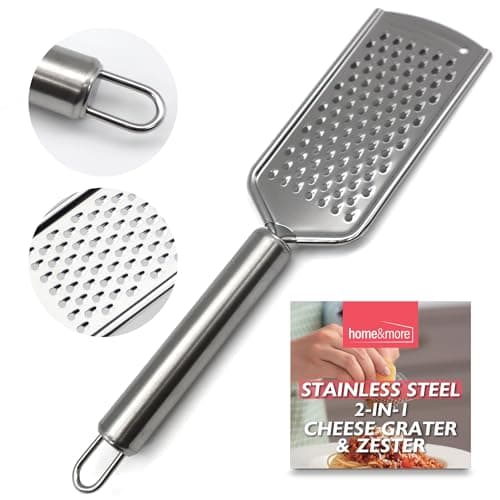 Image of SOL Stainless Steel 2 in 1 Parmesan Cheese Grater Lemon Zester Grater Tool Handheld Fine Shredder with Ergonomic Handle for Citrus Ginger Chocolate Kitchen Cooking Baking Use