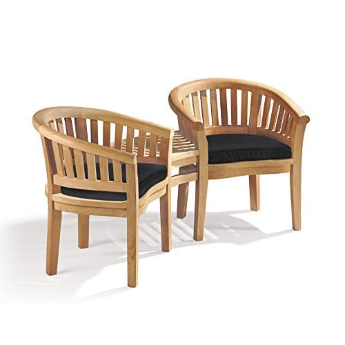 Image of Jati Jack and Jill Garden Love Seat with Cushions ? 2-Seater, Grade-A Teak, Delivered Ready Assembled (Black)