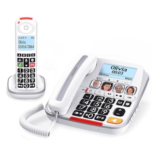 Image of SWISSVOICE - Xtra 3355 Combo - DECT - Corded Telephone Cordless Handset - Large Keys Answering Machine - Audio Boost - Loud Ringtones - Hearing Aid Compatible - Call Block - White