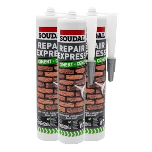 Image of Soudal Repair Express Cement Arylic Polymer Textured Sealant (3 Pack) - Dark Grey