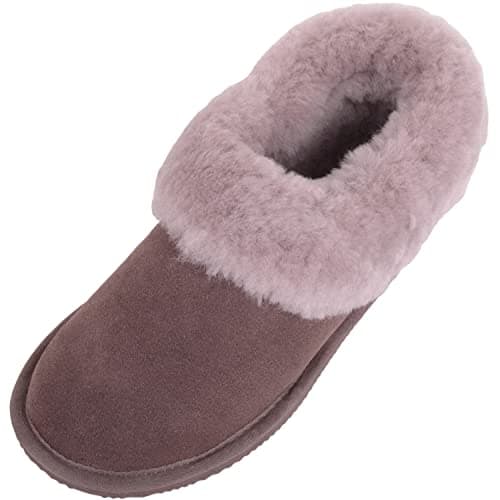 Image of SNUGRUGS Womens Genuine Full Sheepskin Boot Slipper with Thick Sheepskin Cuff - Truffle - UK 5