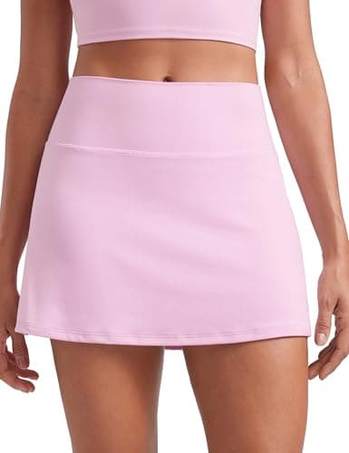 Image of CRZ YOGA Womens Butterluxe Skirts High Waisted A Line Tennis Golf Athletic Casual Wortout Skorts with Pockets Vita Pink 10