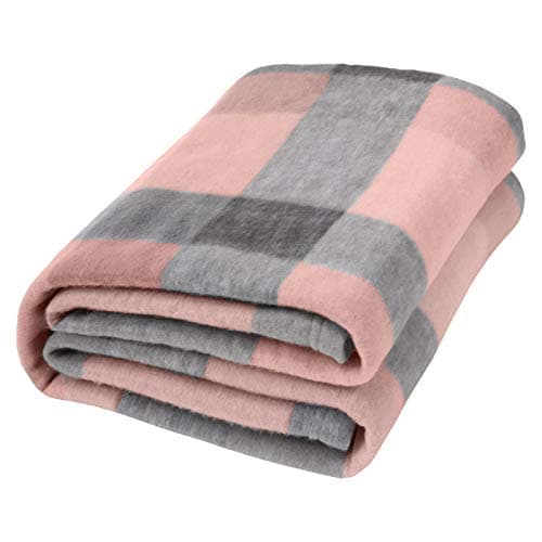 Image of Dreamscene Blush Winter Check Fleece Blanket Super Soft Warm Cosy Sofa Bed Picnic Garden Throw Over, Plaid Tartan Pink Grey - 120 x 150cm