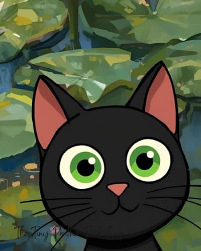Image of Water Lilies Cute Black Cat Notebook for Cat Lovers, Mindfulness & Creative Journaling | 8”x10”, 140 Pages: A calming lined notebook featuring a ... writing & journaling with a splash of joy