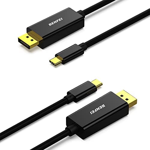 Image of BENFEI USB C to DisplayPort Cable, 2 Pack 4K@60Hz 1.8M Thunderbolt 3 (USB-C) to DP Display Port Adapter Male to Male Gold-Plated Cord
