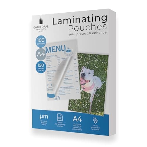 Image of Cathedral Products Pack of 100 A4 Gloss Laminating Pouches 150 Micron