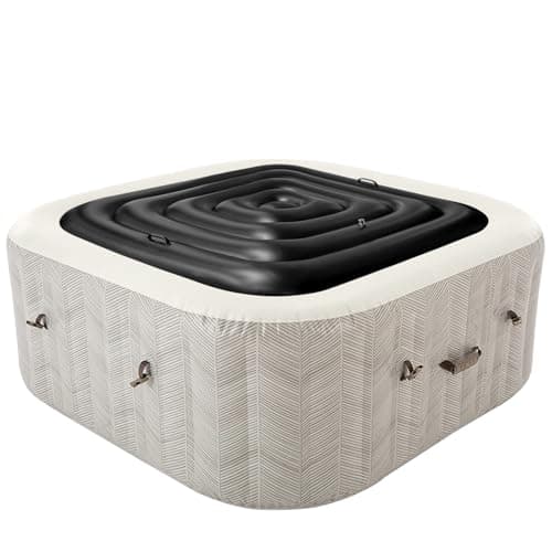 Image of Energy Saving Spa Cover Inflatable Lid Protective Rain Overflow Heat Insulator Technology Square Bladder Fits All 4 Person Square Hot Tubs Up to 130cm