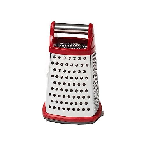Image of KitchenAid KN300OSERA Gourmet 4-Sided Stainless Steel Box Grater for Fine, Medium and Coarse Grate, and Slicing, Detachable 3 Cup Storage Container and Measurment Markings, Dishwasher Safe, Empire Red