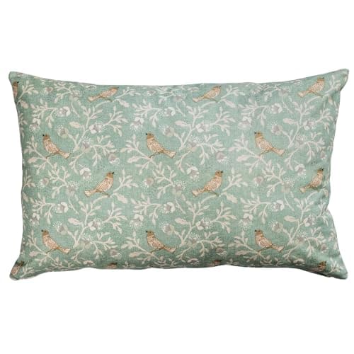 Image of Dainty Songbird XL Rectangular Cushion Cover. Contemporary Vintage Style Design in Modern Duck Egg Blue. 23x15" XL Cover Only