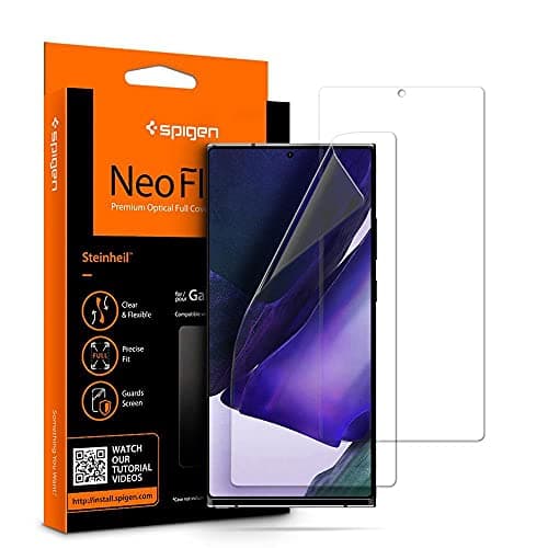 Image of Spigen, 2 Pack, Screen Protector for Samsung Galaxy Note 20 Ultra, NeoFlex, TPU, Full Coverage, Case Friendly, Not Tempered Glass, Wet Application, Note 20 Ultra Compatible Screen Protector Film
