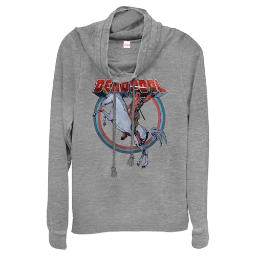Image of Marvel Women's Deadpool on Unicorn Shirt, Gray Heather, Small