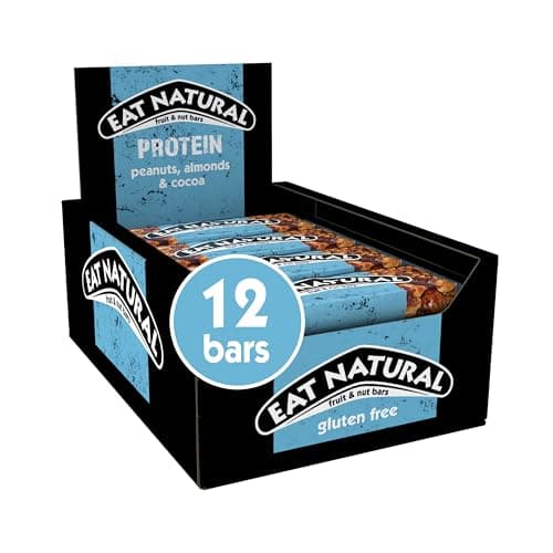 Image of Eat Natural Protein Packed Bars - Peanuts, Almonds & Cocoa with Dates - Gluten Free, High Fibre Energy Snacks - Post Workout & Gym - Bulk Multipack 12 x 40g