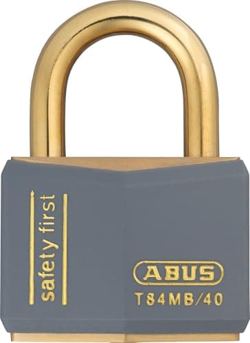 Image of ABUS Padlock T84MB/40 Nautic - Stainless Brass - Anti-Picking Security - Lock Made of Antistatic Material and with Vinyl Coating - for Versatile Applications - 40mm Width, Grey