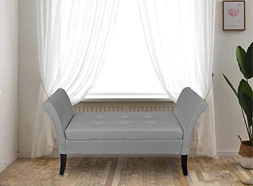 Image of HomeHarmony® Balmoral PU Leather Easy To Assemble Window Seat Storage Ottoman Bed Sofa Bench (Silver)