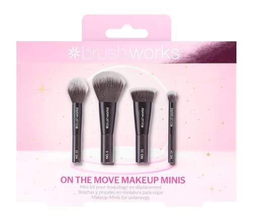 Image of Brushworks On The Move Makeup Minis – Travel Makeup Brush Set for Face & Eyes, Soft Brushes for Seamless Blending, Contouring & Highlighting – Suitable for Liquid, Cream & Powder - Vegan Friendly