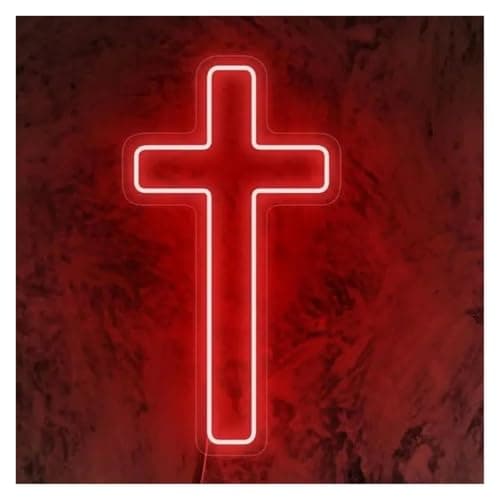 Image of LEMST Sign Lamp Cross Neon Sign Suitable for Personalized Decoration of Religious-Themed Spaces and Home Décor Corners(Red,60cm)