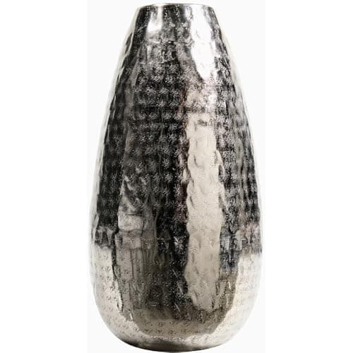 Image of wilko Silver Hammered Metal Vase, 40cm Height, 25cm Width, Rustic