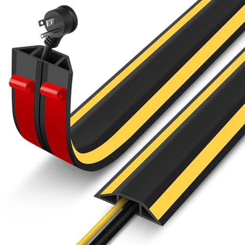 Image of Floor Cable Cover, 1 Meter Self Adhesive Cable Protector Rubber Wire Covers Floor Cable Tidy for Office, Home, Workshop, Warehouse, Garage, Prevent Trip Hazards, 1M x 50mm