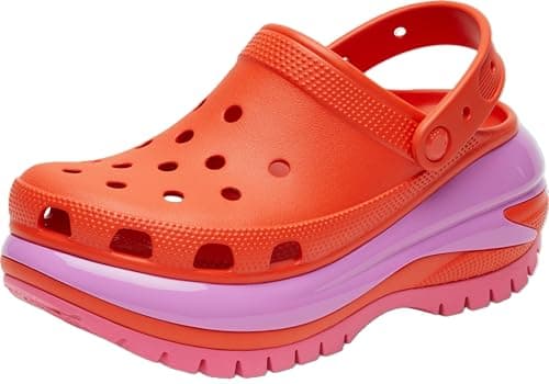 Image of Crocs Unisex Adult Mega Crush Clogs, Lava, 7 UK Men / 8 UK Women