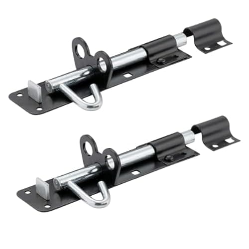 Image of Garden Mile 2 Pack Brenton Bolt 4”/100mm – Heavy Duty Black Sliding Gate Bolt Lock, Weatherproof Door Bolt for Shed, Gates & Wooden Doors Security