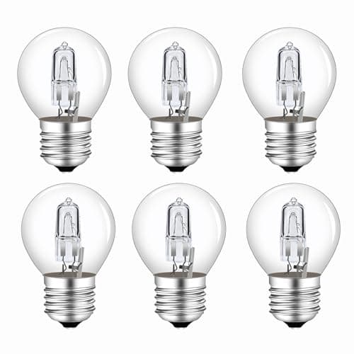 Image of Caldarax 28W E27 G45 Golf Ball Bulb, 2700K Warm White Dimmable E27 Edison Screw ES AC 230V 370LM Classic Clear Round Mini Globe Bulb for Chandelier, Pack of 6