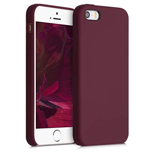 Image of kwmobile Case for Apple iPhone SE (1.Gen 2016) / iPhone 5 / iPhone 5S Case - Soft Cover - Shockproof Silicone - Wireless Charging Tawny Red