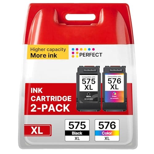 Image of PG-575XL CL-576XL Ink Cartridges Replacement for Canon 575 576 Ink Cartridges Printer ink 575 576 XL for PIXMA TS3550i TS3551i TS3750i TR4750i TR4751i Printer (1 Black,1 Colour)