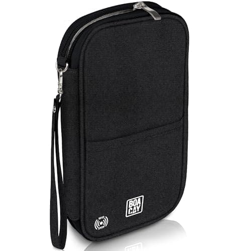 Image of BOACAY Family Passport Holder, RFID Travel Wallet for Women & Men, Document Organiser, Holiday Essentials & Waterproof Cover for Tickets, Money, Cards