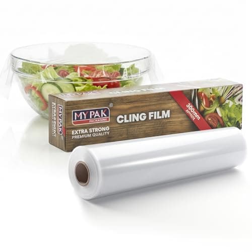 Image of (300m x 30cm) Professional Cling Film with Slider Cutter - Tear Resistant, Water & Moisture Proof, BPA-Free Catering Cling Film - Freezer Safe Heavy Duty for Kitchen, Home & Commercial Use