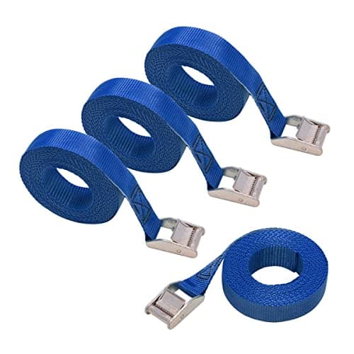 Image of Amazon Basics Tie-Down Straps, 2.5 m Long, 25mm Wide, 150kg Load Capacity - Blue (4-Pack)