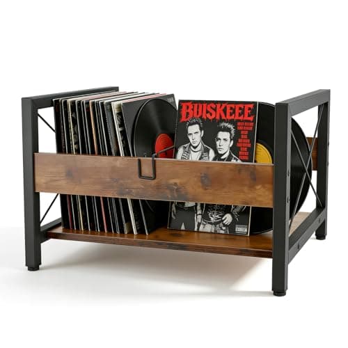 Image of Normodic Vinyl Record Storage Crate, LP Vinyl Record Holder, Classic Cube Albums Shelf with Divider, Holds up to 100+ Records, Wooden Storage Stand Desktop Organizer Box for DVDs, CDs, Magazine, Files