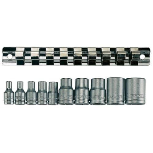 Image of Teng M3814 11piece Clip Rail Tx-E Socket Set - 3/8in and 1/4in Square Drive