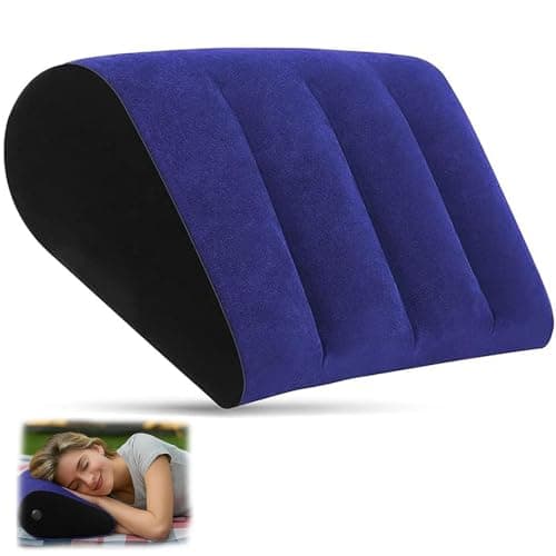 Image of EujRcf Portable Inflatable Wedge Pillow, Inflatable Wedge Pillow for Sleeping Lumbar Leg Support Pillow for Sleeping, Ideal for Bed, Travel, Camping & Flights(Navy Blue)
