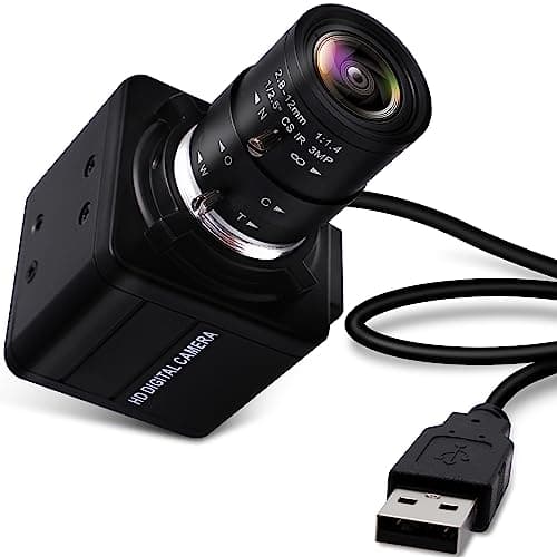 Image of ELP 4K Optical Zoom USB Camera, Ultra HD IMX317 Sensor Webcam with 2.8-12 mm Varifocal Lens, 3840 x 2160 at 30 fps Focus Adjustable USB Camera Plug and Play for Conference Live Streaming Web Cameras