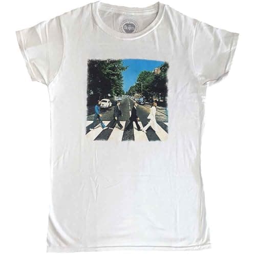 Image of The Beatles Women's Abbey Road Vintage Print T-Shirt, White, X-Large