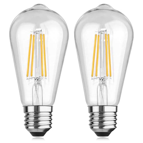 Image of Morotty E27 Vintage LED Bulbs 6W,E27 ST64 Edison Screw Clear Light Bulbs,Led Filament,60W Equivalent, 600LM,Warm White 2700K,Not-dimmable,Pack of 2