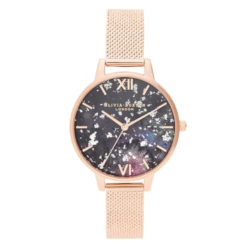 Image of Olivia Burton Analogue Quartz Watch for Women CELESTIAL Collection with Rose Gold Colored Stainless Steel Mesh Bracelet - OB16GD33