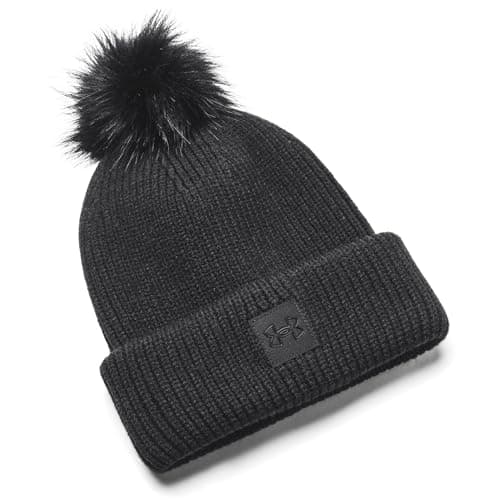 Image of Under Armour Womens Halftime Pom Beanie Triple Black Ladies