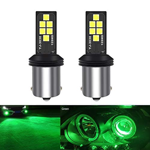 Image of SOCAL-LED LIGHTING 1156 BA15s Green LED Turn Signal Bulb Advanced 3030 SMD Bright Colorful DRL Brake Lamp Parking Tail Light, Pack of 2