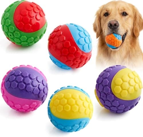 Image of Pets & Play Squeaky Dog Ball 6 Pack | Upgraded Durable Dog Balls | Strong & Sturdy | Bouncy Rubber Dog Toys for Training & Boredom | Chew Dog Ball Multipack | Birthday Present Gift | Small Medium Dogs