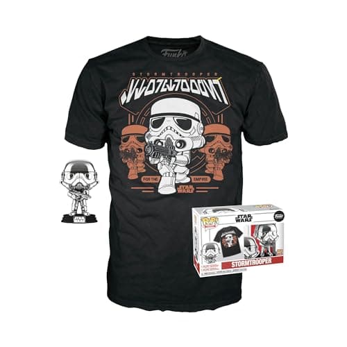 Image of Funko Pop! & Tee: SW - Stormtrooper - Small - (S) - Star Wars - T-Shirt - Clothes With Collectable Vinyl Figure - Gift Idea - Toys and Short Sleeve Top for Adults Unisex Men and Women - Movies Fans