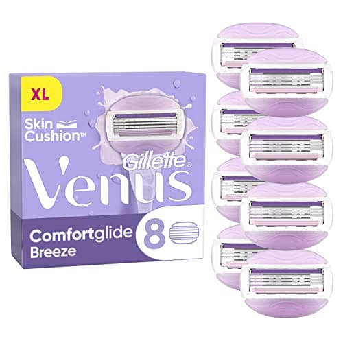Image of Gillette Venus Comfortglide Breeze Women's Razor Blade Refills, Pack of 8, 3 built-in blades for a smooth, close shave that lasts