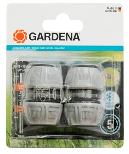 Image of Gardena Repairer Set 13 mm (1/2 inch) and 15 mm (5/8 inch): Hose Repair Easy Without Tool, Power Grip, Specially Shaped clamp nut (18280-20)