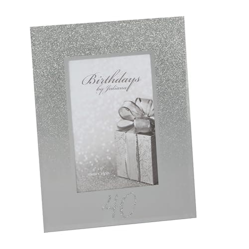 Image of 40th Birthday Photo Frame Glitter and Mirror Border 6' x 4' Picture Freestanding 8390